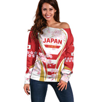 Custom Japan Rugby Off Shoulder Sweater World Cup 2023 Go Brave Blossoms Sporty Style - Wonder Print Shop