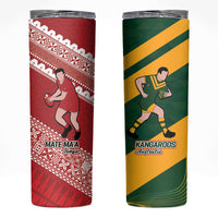 Australia-Tonga Rugby Pacific Custom Skinny Tumbler The Kangaroos and Mate Ma'a Tonga - Wonder Print Shop