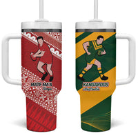 Australia-Tonga Rugby Pacific Custom Tumbler With Handle The Kangaroos and Mate Ma'a Tonga - Wonder Print Shop