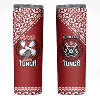 Tonga Rugby XIII Custom Skinny Tumbler Mate Ma'a Tonga with Ngatu Pattern - Wonder Print Shop