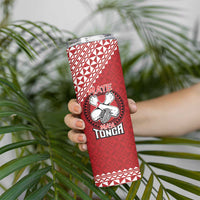 Tonga Rugby XIII Custom Skinny Tumbler Mate Ma'a Tonga with Ngatu Pattern - Wonder Print Shop