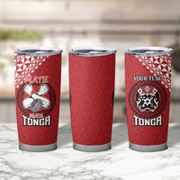 Tonga Rugby XIII Custom Tumbler Cup Mate Ma'a Tonga with Ngatu Pattern - Wonder Print Shop