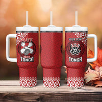 Tonga Rugby XIII Custom Tumbler With Handle Mate Ma'a Tonga with Ngatu Pattern - Wonder Print Shop