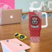 Tonga Rugby XIII Custom Tumbler With Handle Mate Ma'a Tonga with Ngatu Pattern - Wonder Print Shop