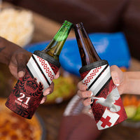 Custom Tonga XIII Rugby Tribal Tattoo 4 in 1 Can Cooler Tumbler Mate Ma'a Tonga Kupesi Ngatu Grunge Style LT9 - Wonder Print Shop