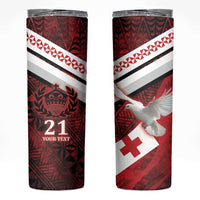 Custom Tonga XIII Rugby Tribal Tattoo Skinny Tumbler Mate Ma'a Tonga Kupesi Ngatu Grunge Style - Wonder Print Shop