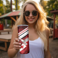 Custom Tonga XIII Rugby Tribal Tattoo Skinny Tumbler Mate Ma'a Tonga Kupesi Ngatu Grunge Style - Wonder Print Shop