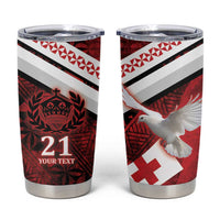 Custom Tonga XIII Rugby Tribal Tattoo Tumbler Cup Mate Ma'a Tonga Kupesi Ngatu Grunge Style - Wonder Print Shop