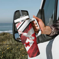 Custom Tonga XIII Rugby Tribal Tattoo Tumbler With Handle Mate Ma'a Tonga Kupesi Ngatu Grunge Style - Wonder Print Shop