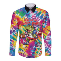 Funny Benito Coqui Frog Long Sleeve Button Shirt Puerto Rican Coquí Football