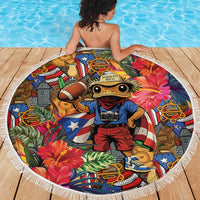Funny Benito Bowl Beach Blanket Puerto Rican Coquí Football