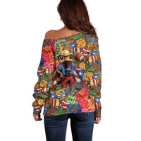 Funny Benito Bowl Off Shoulder Sweater Puerto Rican Coquí Football