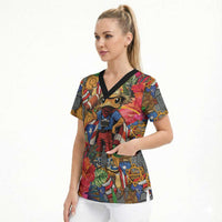 Funny Benito Bowl Scrub Top Puerto Rican Coquí Football