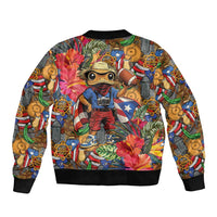 Funny Benito Bowl Sleeve Zip Bomber Jacket Puerto Rican Coquí Football