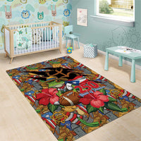Patriotic Coqui Frog Football Area Rug 250 Years of Freedom Puerto Rico Flag Stand