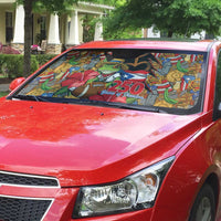 Patriotic Coqui Frog Football Auto Sun Shade 250 Years of Freedom Puerto Rico Flag Stand