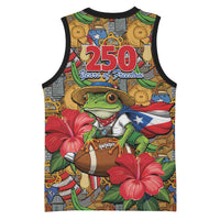 Patriotic Coqui Frog Football Basketball Jersey 250 Years of Freedom Puerto Rico Flag Stand