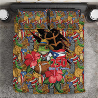 Patriotic Coqui Frog Football Bedding Set 250 Years of Freedom Puerto Rico Flag Stand