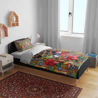 Patriotic Coqui Frog Football Bedding Set 250 Years of Freedom Puerto Rico Flag Stand