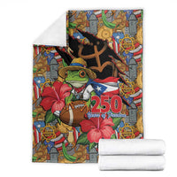 Patriotic Coqui Frog Football Blanket 250 Years of Freedom Puerto Rico Flag Stand