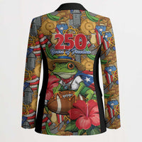 Patriotic Coqui Frog Football Blazer 250 Years of Freedom Puerto Rico Flag Stand