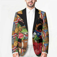 Patriotic Coqui Frog Football Blazer 250 Years of Freedom Puerto Rico Flag Stand