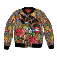 Patriotic Coqui Frog Football Bomber Jacket 250 Years of Freedom Puerto Rico Flag Stand