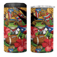 Patriotic Coqui Frog Football 4 in 1 Can Cooler Tumbler 250 Years of Freedom Puerto Rico Flag Stand