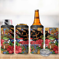 Patriotic Coqui Frog Football 4 in 1 Can Cooler Tumbler 250 Years of Freedom Puerto Rico Flag Stand
