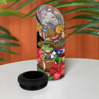 Patriotic Coqui Frog Football 4 in 1 Can Cooler Tumbler 250 Years of Freedom Puerto Rico Flag Stand