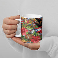 Patriotic Coqui Frog Football Ceramic Mug 250 Years of Freedom Puerto Rico Flag Stand