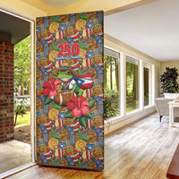 Patriotic Coqui Frog Football Door Cover 250 Years of Freedom Puerto Rico Flag Stand