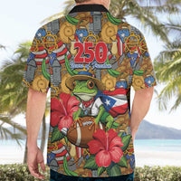 Patriotic Coqui Frog Football Hawaiian Shirt 250 Years of Freedom Puerto Rico Flag Stand