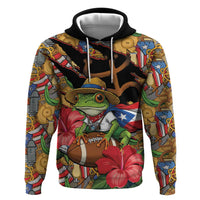 Patriotic Coqui Frog Football Hoodie 250 Years of Freedom Puerto Rico Flag Stand