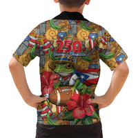 Patriotic Coqui Frog Football Kid Hawaiian Shirt 250 Years of Freedom Puerto Rico Flag Stand