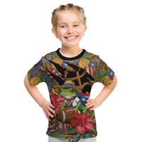 Patriotic Coqui Frog Football Kid T Shirt 250 Years of Freedom Puerto Rico Flag Stand
