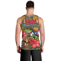 Patriotic Coqui Frog Football Men Tank Top 250 Years of Freedom Puerto Rico Flag Stand