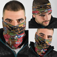 Patriotic Coqui Frog Football Neck Gaiter 250 Years of Freedom Puerto Rico Flag Stand