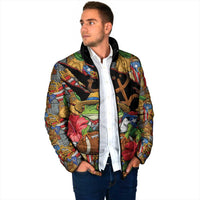 Patriotic Coqui Frog Football Padded Jacket 250 Years of Freedom Puerto Rico Flag Stand