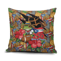 Patriotic Coqui Frog Football Pillow Cover 250 Years of Freedom Puerto Rico Flag Stand