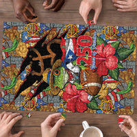 Patriotic Coqui Frog Football Puzzle 250 Years of Freedom Puerto Rico Flag Stand