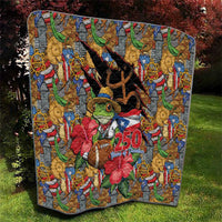 Patriotic Coqui Frog Football Quilt 250 Years of Freedom Puerto Rico Flag Stand