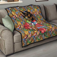 Patriotic Coqui Frog Football Quilt 250 Years of Freedom Puerto Rico Flag Stand