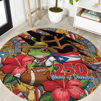 Patriotic Coqui Frog Football Round Carpet 250 Years of Freedom Puerto Rico Flag Stand