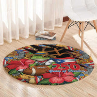 Patriotic Coqui Frog Football Round Carpet 250 Years of Freedom Puerto Rico Flag Stand
