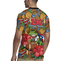 Patriotic Coqui Frog Football Rugby Jersey 250 Years of Freedom Puerto Rico Flag Stand