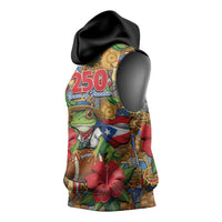 Patriotic Coqui Frog Football Sleeveless Hoodie 250 Years of Freedom Puerto Rico Flag Stand
