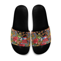 Patriotic Coqui Frog Football Slide Sandals 250 Years of Freedom Puerto Rico Flag Stand