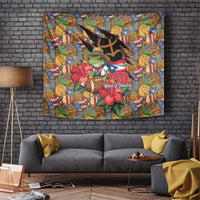 Patriotic Coqui Frog Football Tapestry 250 Years of Freedom Puerto Rico Flag Stand