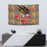 Patriotic Coqui Frog Football Tapestry 250 Years of Freedom Puerto Rico Flag Stand